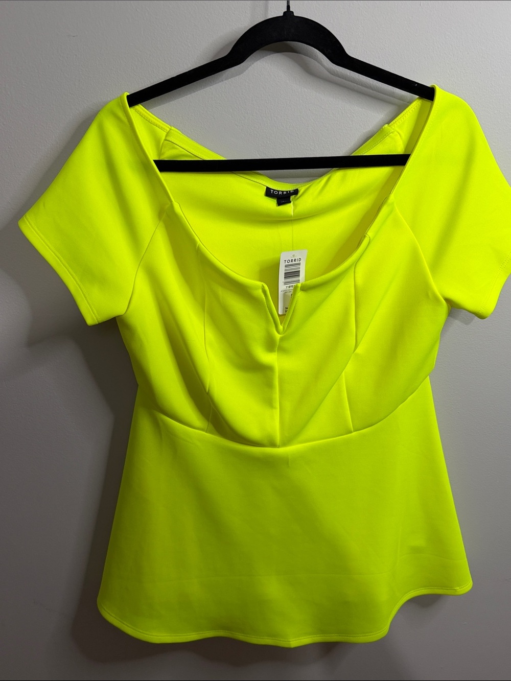 torrid Neon Yellow Scoop Neck Peplum Top